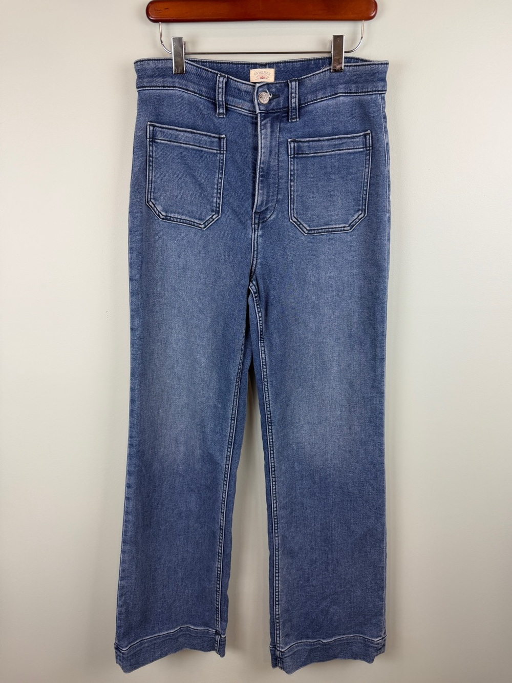 Faherty Stretch Terry Patch Pocket Pants Wide Leg, High waist Jeans size 29